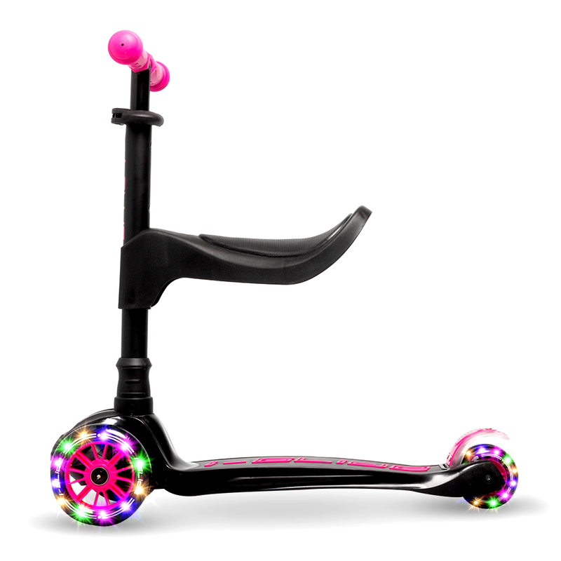 i-Glide 3 Wheel Kids Scooter Black/Pink with Toddler Seat