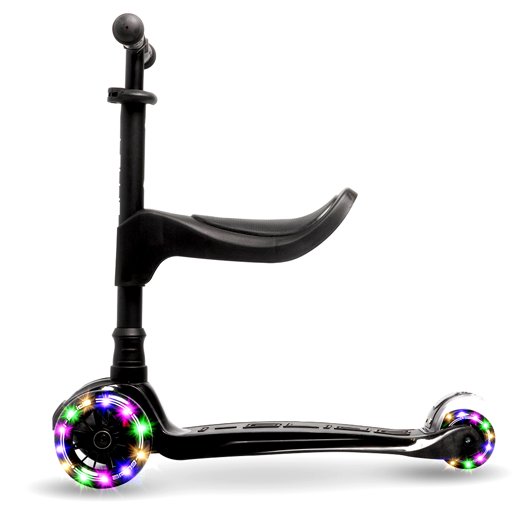 i-Glide 3 Wheel Kids Scooter Black with Toddler Seat