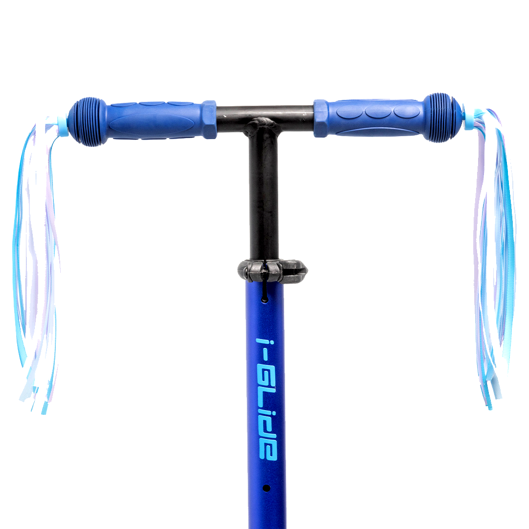 i-Glide 3 Wheel Kids Scooter Blue/Blue with Ribbons