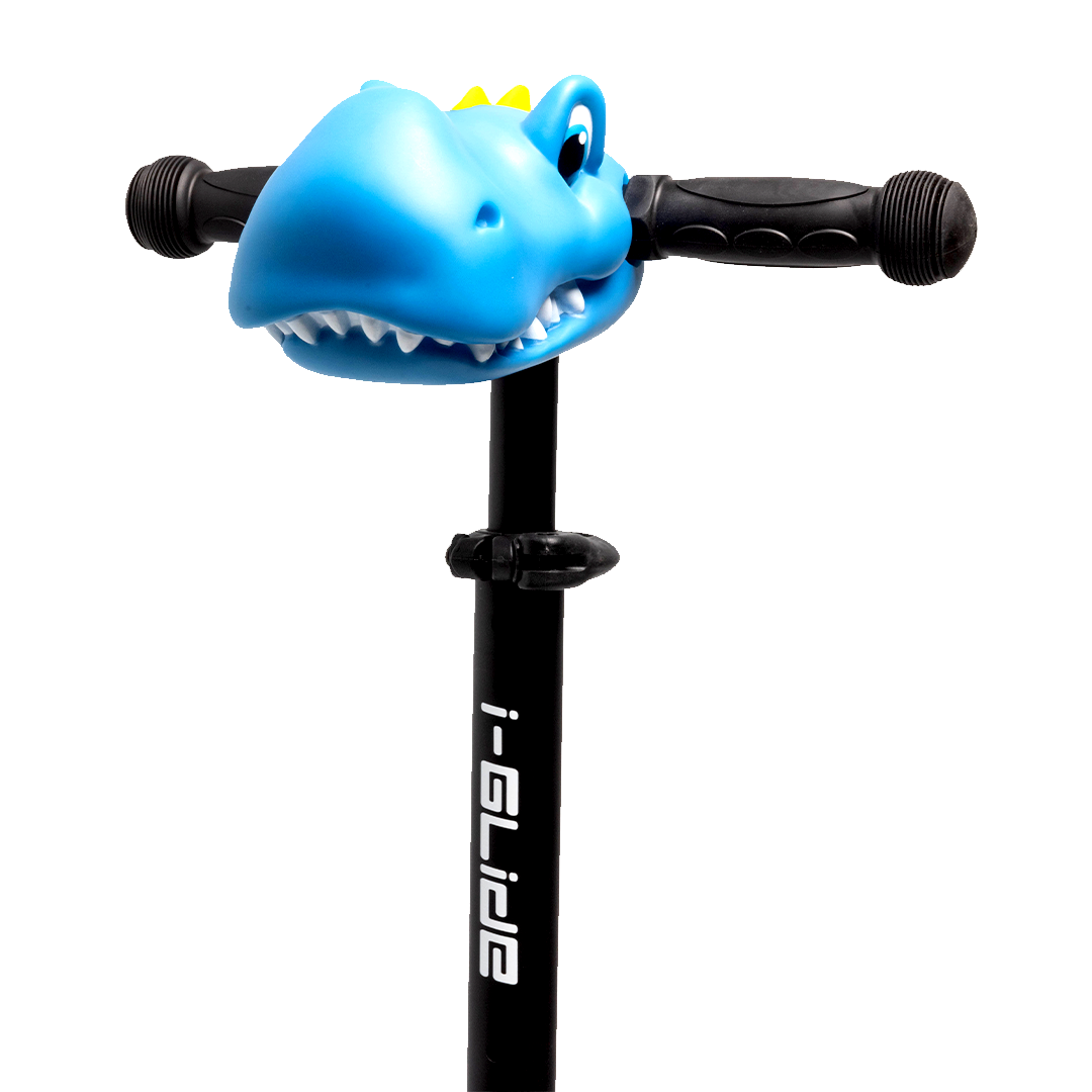 i-Glide 3 Wheel Kids Scooter Black with Dinosaur Head