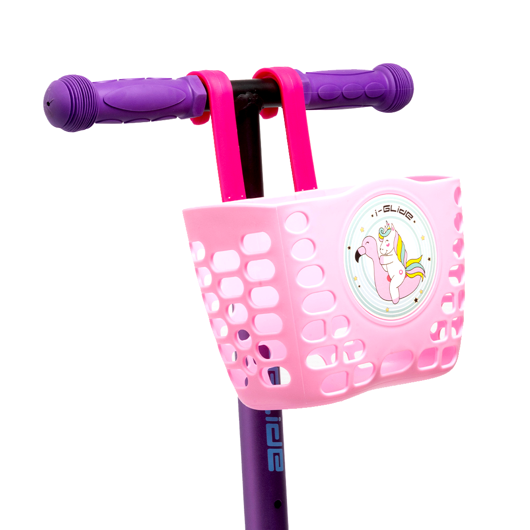 i-Glide 3 Wheel Kids Scooter Purple/Blue with Basket