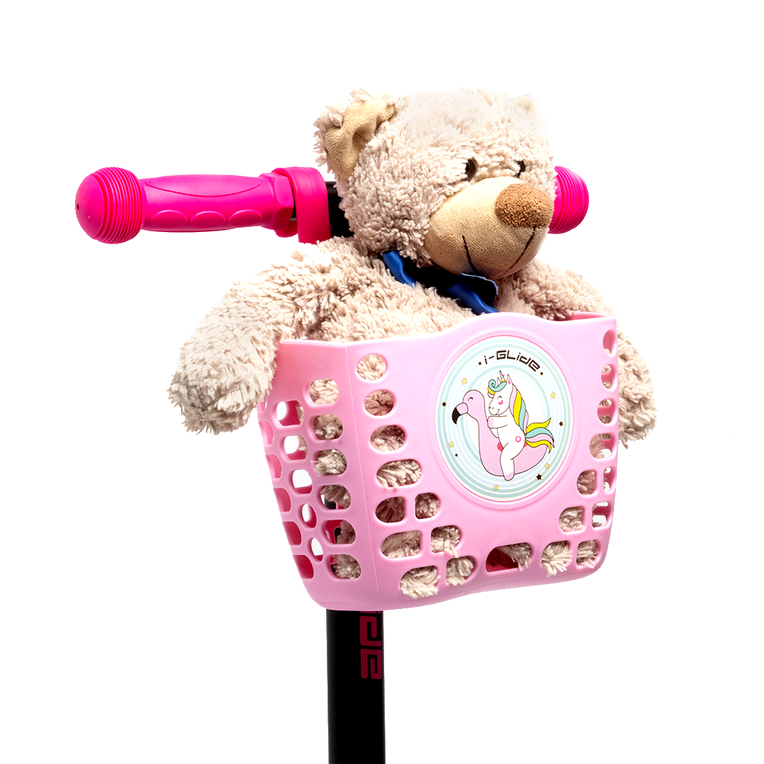 i-Glide 3 Wheel Kids Scooter Black/Pink with Basket