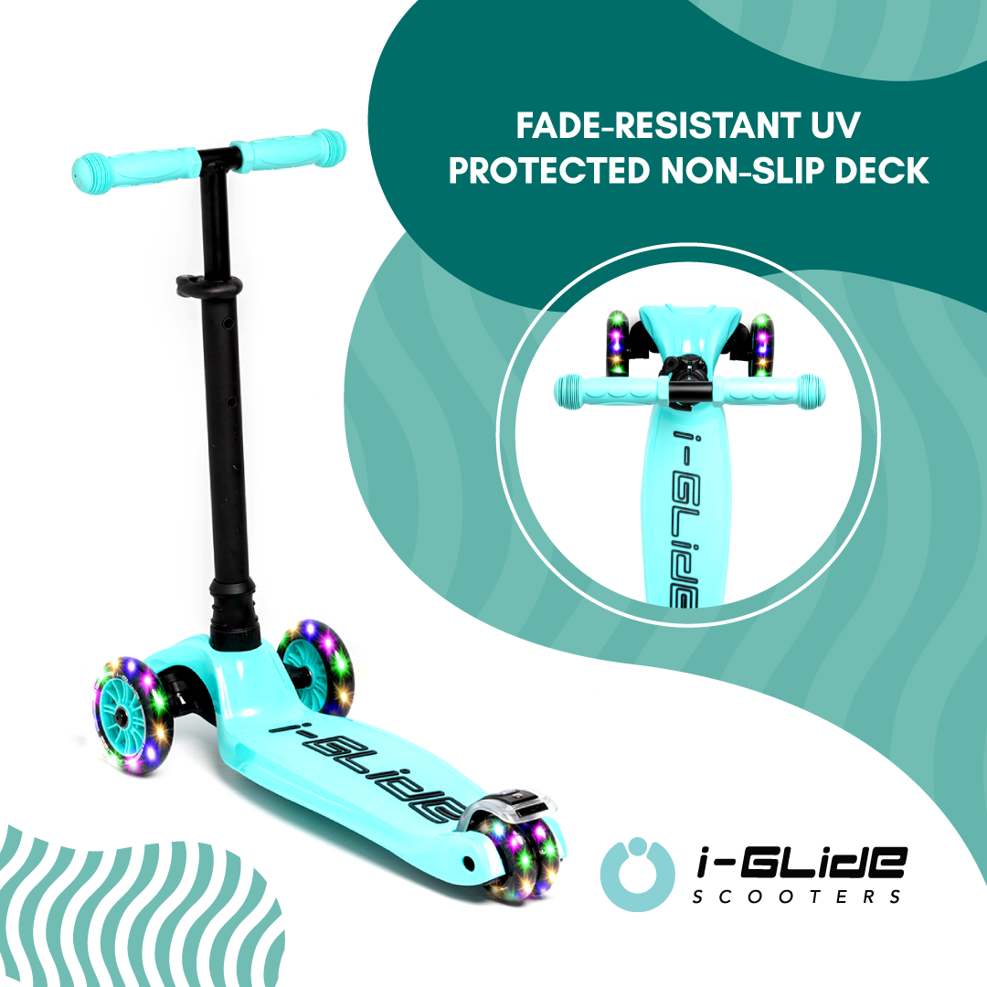 i-Glide 3 Wheel Kids Scooter Aqua with Toddler Seat