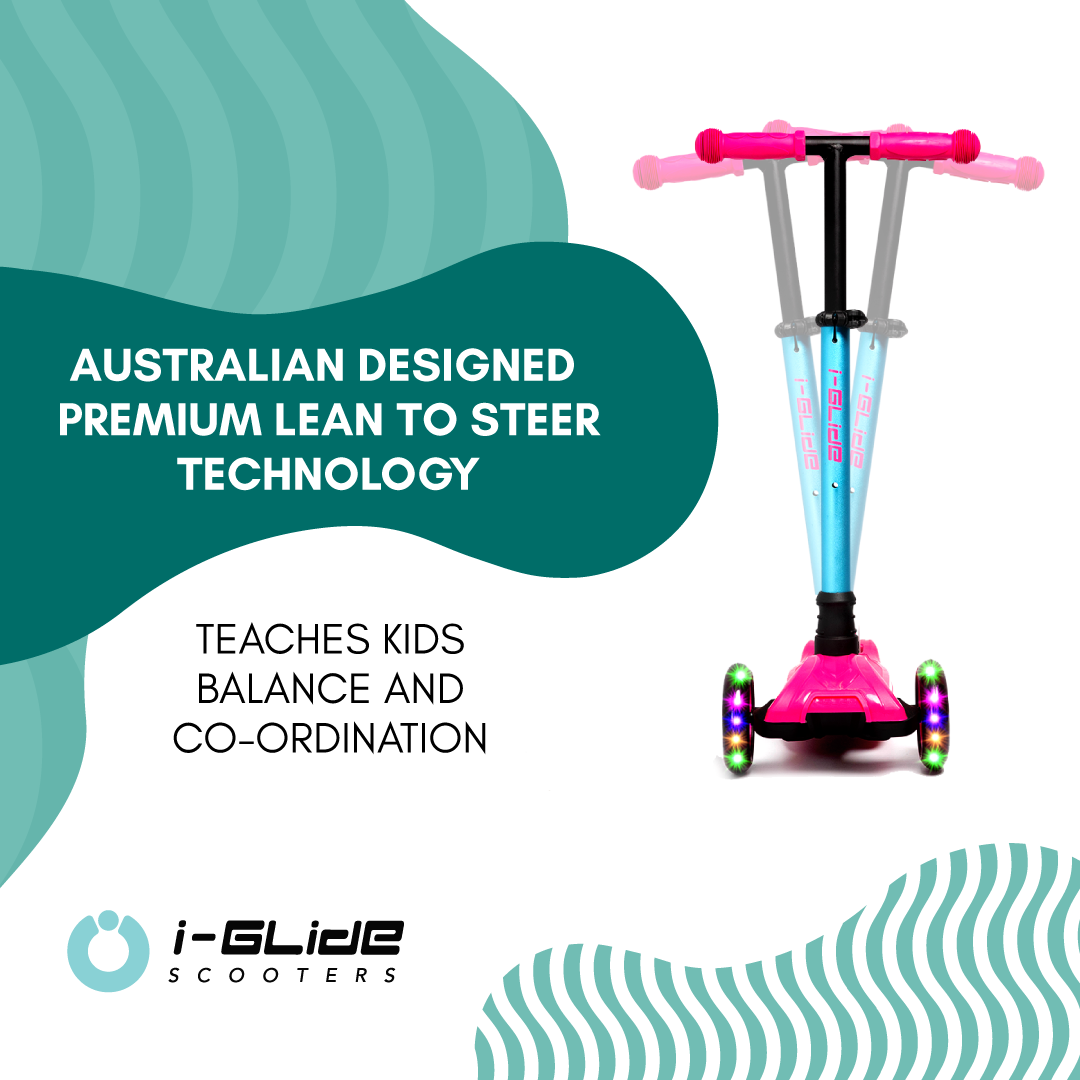 i-Glide 3-Wheel Kids Scooter - Pink/Aqua