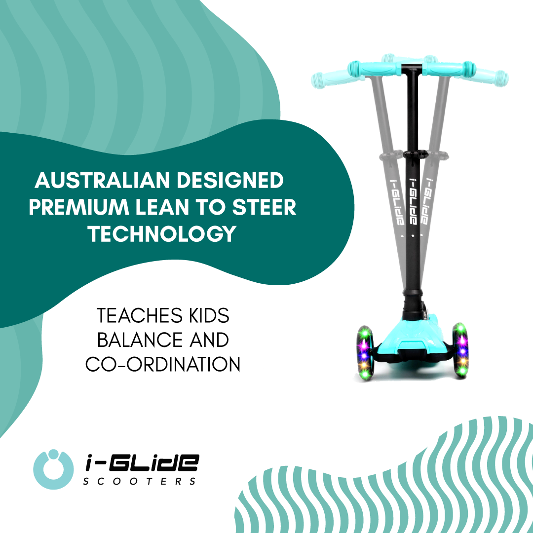 i-Glide 3-Wheel Kids Scooter - Aqua