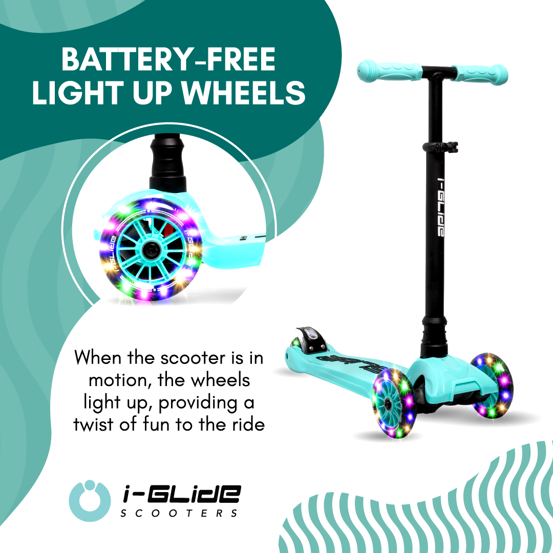 i-Glide 3 Wheel Kids Scooter Aqua with Basket