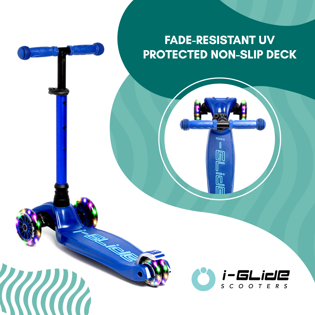 i-Glide 3 Wheel Kids Scooter Blue/Blue with Basket