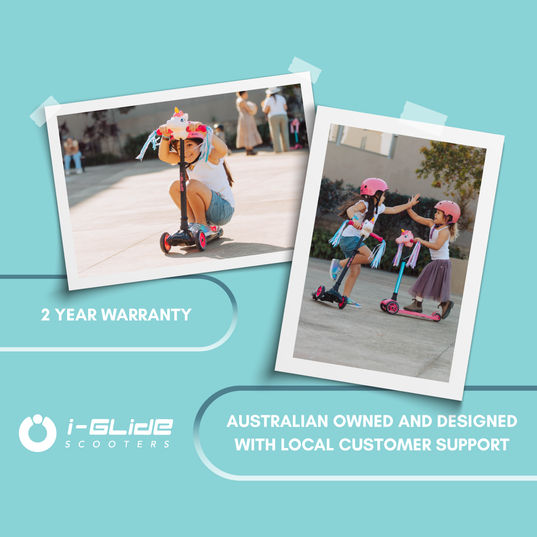 i-Glide 3 Wheel Kids Scooter Black with Ribbons