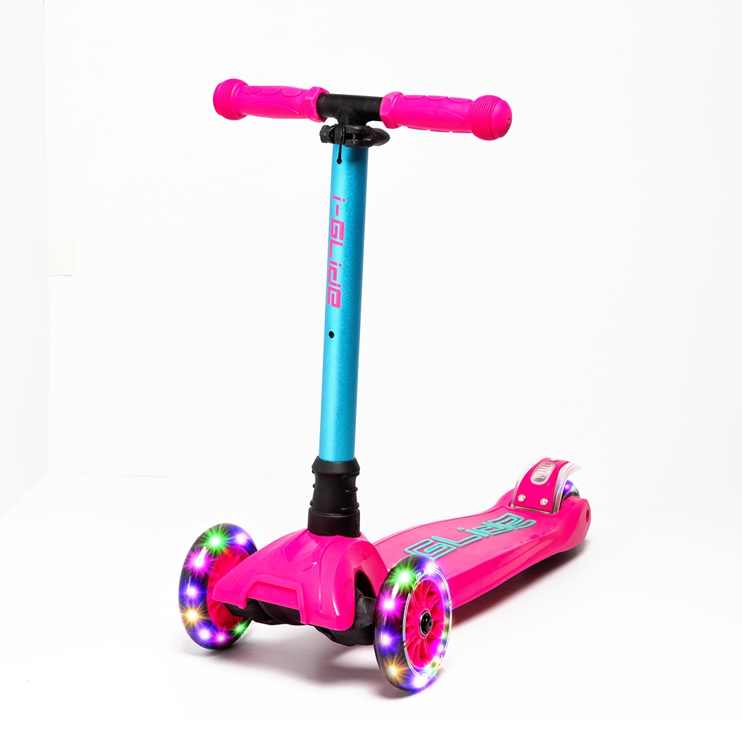 i-Glide 3-Wheel Kids Scooter - Pink/Aqua