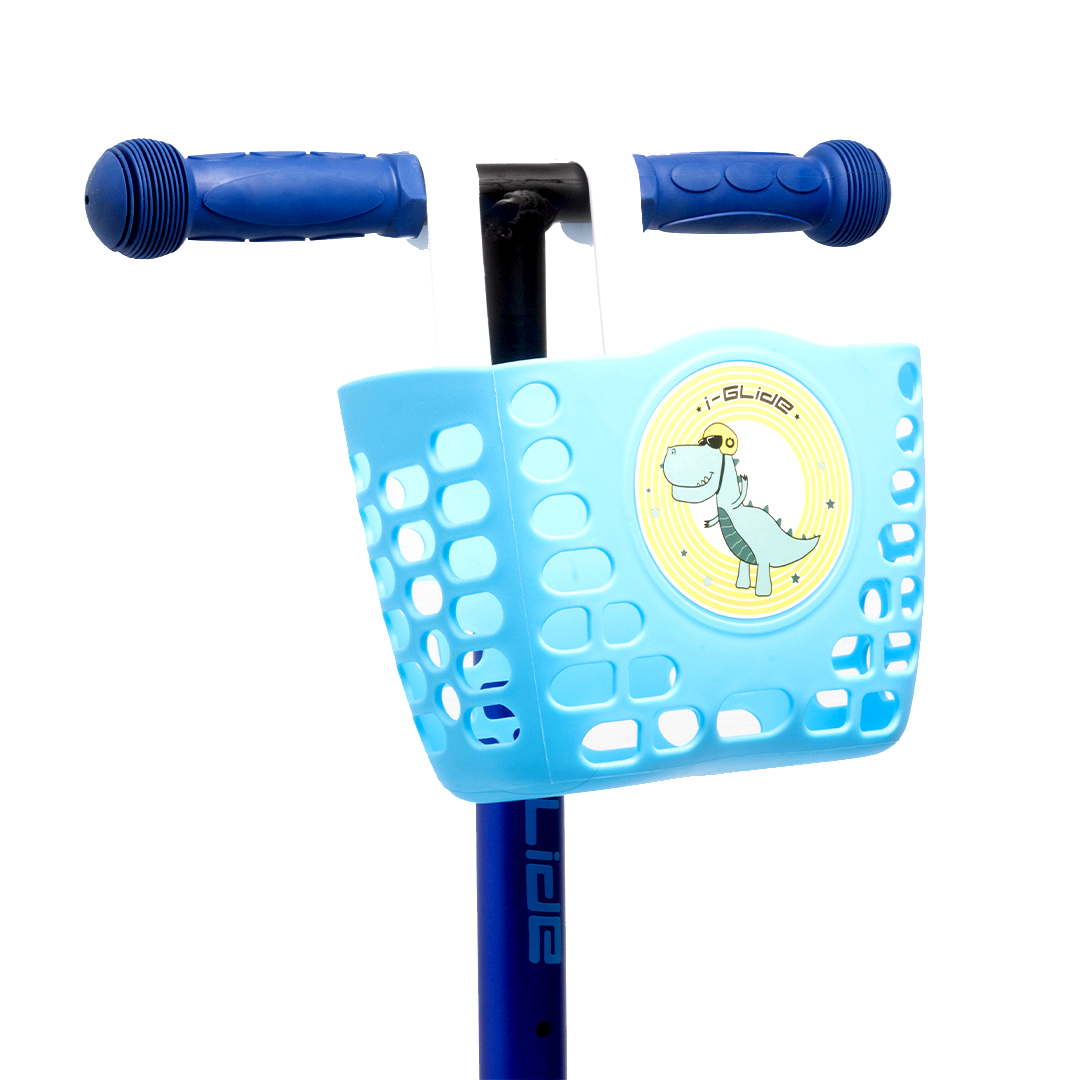 i-Glide 3 Wheel Kids Scooter Blue/Blue with Basket