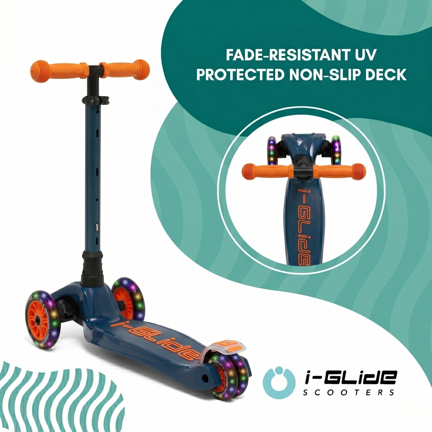 i-GLIDE | 3 Wheel Kids Scooter | Blue / Orange