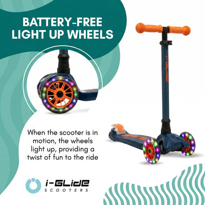 i-GLIDE | 3 Wheel Kids Scooter | Blue / Orange