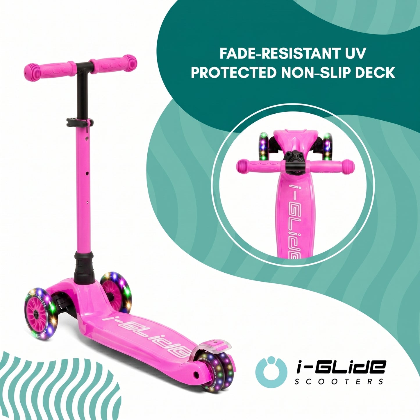 i-GLIDE | 3 Wheel Kids Scooter | Hot Pink