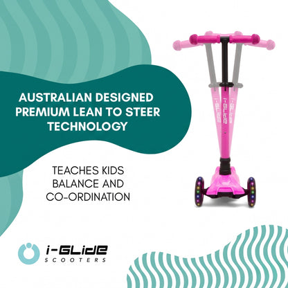 i-GLIDE | 3 Wheel Kids Scooter | Hot Pink