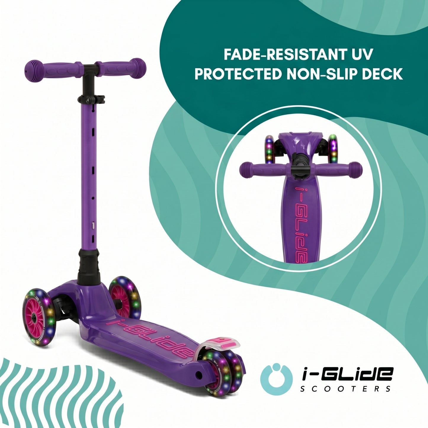 i-GLIDE | 3 Wheel Kids Scooter | Purple / Pink