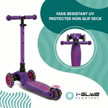 i-GLIDE | 3 Wheel Kids Scooter | Purple / Pink
