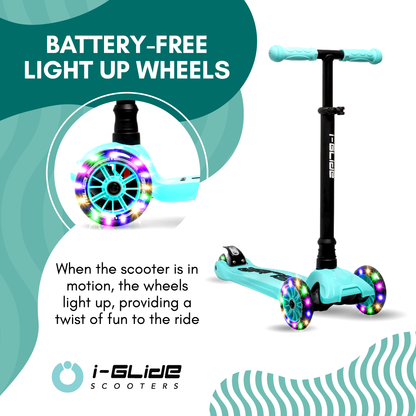 i-Glide 3 Wheel Kids Scooter Aqua with Toddler Seat